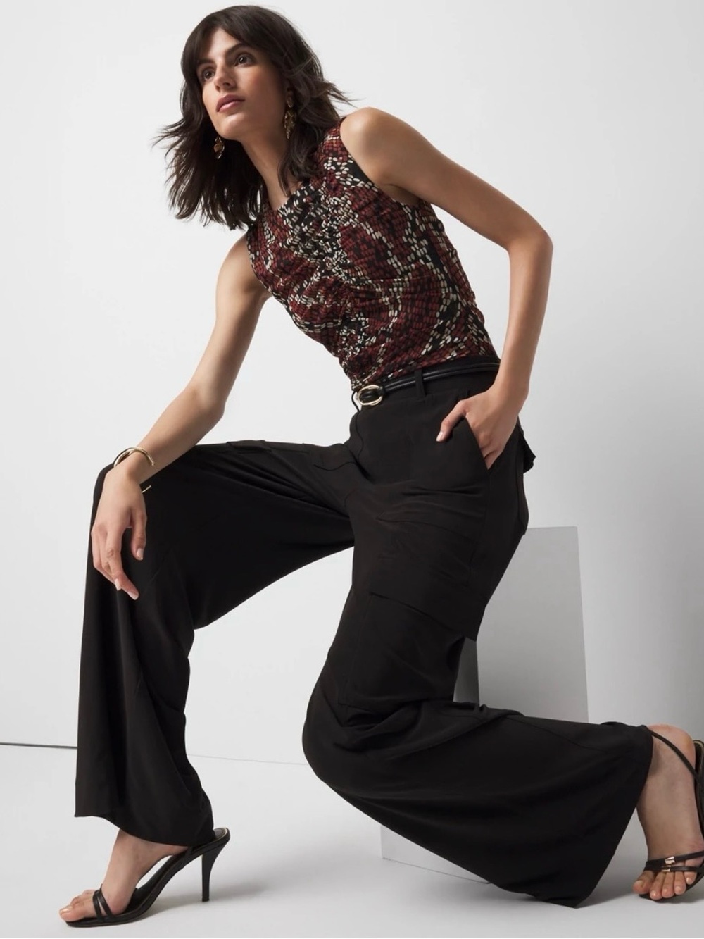 WHBM | Black Jersey Cargo Pants | Sz XL (16-18) | NWT - Picture 2 of 9
